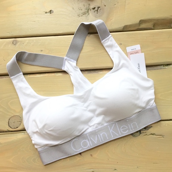 Calvin Klein Other - Calvin Klein White Padded Logo Bra with Racerback